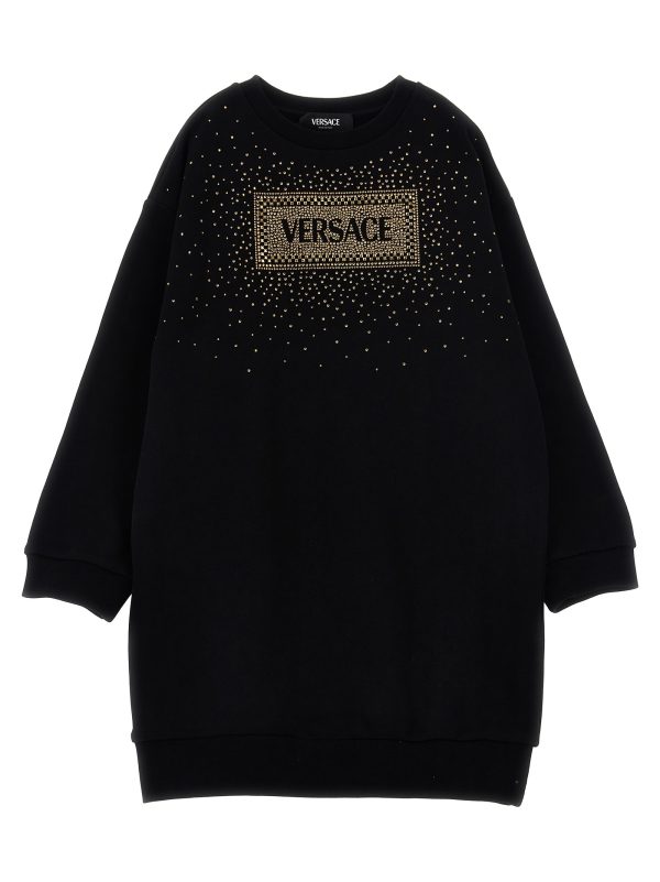 Rhinestone logo sweatshirt dress