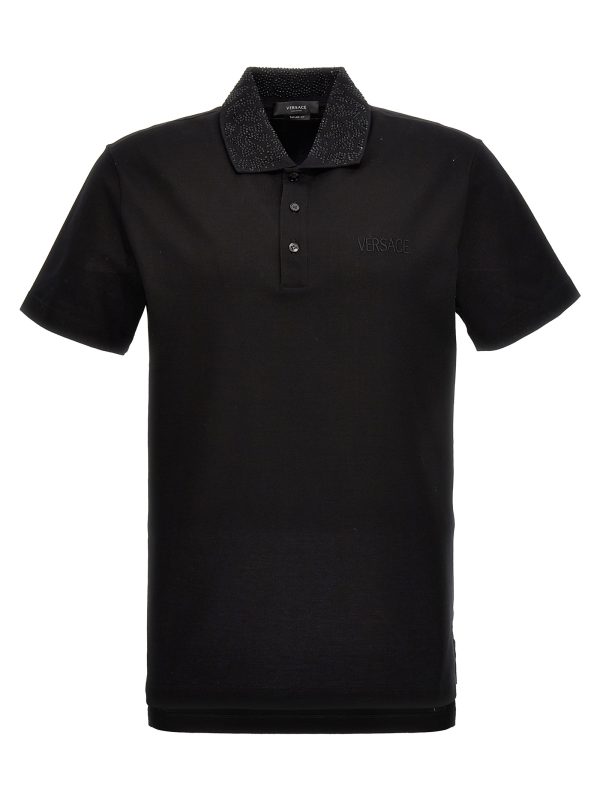 Logo sequin polo shirt