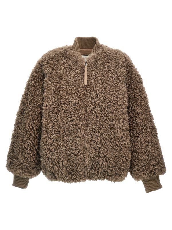 Faux fur bomber jacket