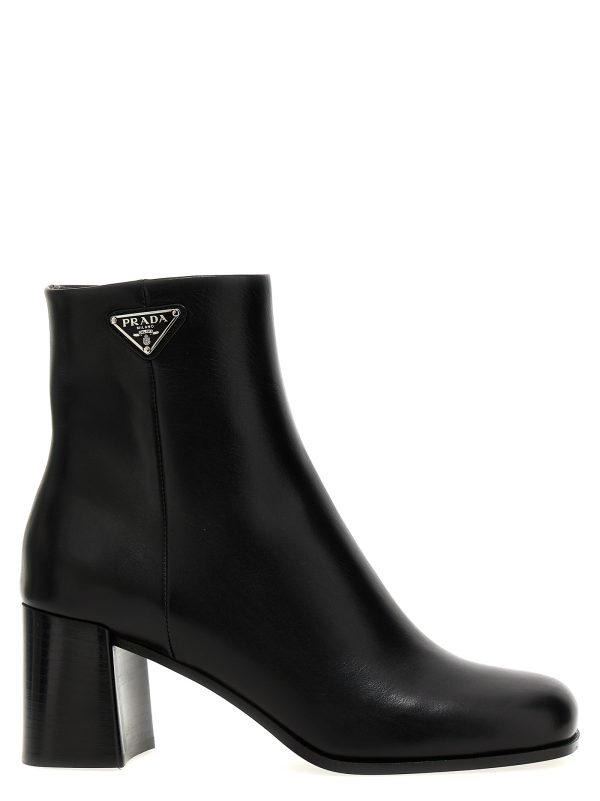 Logo leather ankle boots