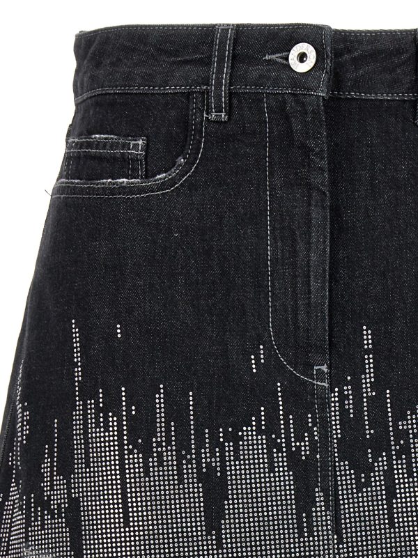 Sequin asymmetric denim skirt - immagine 3