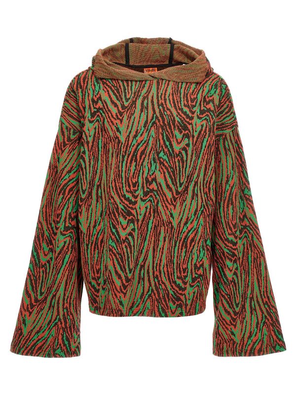 'Flow Jacquard' hooded sweater