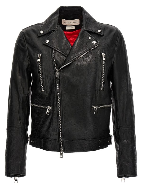 Texture leather jacket