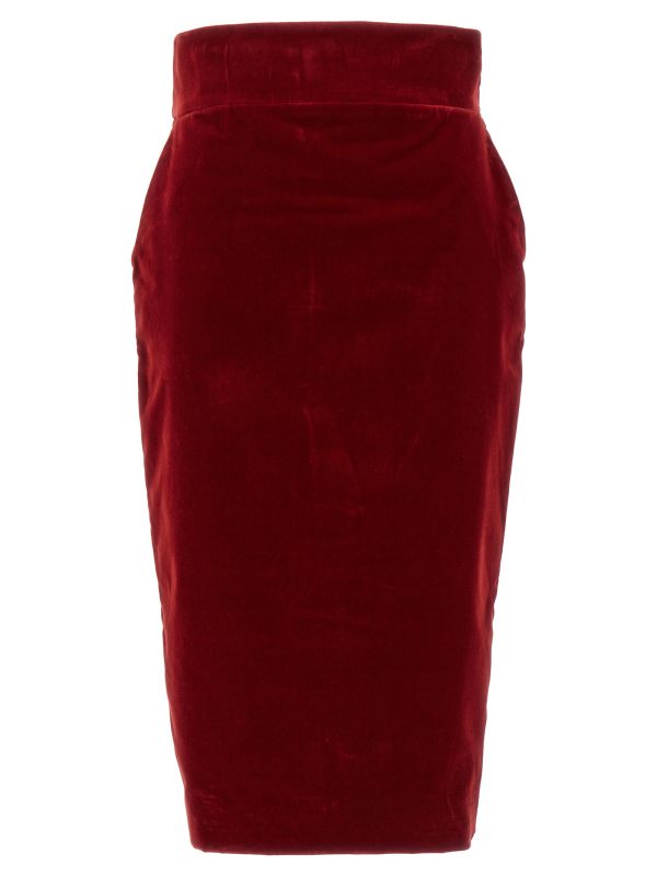 Velvet midi skirt