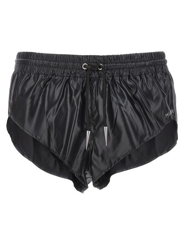 Shiny effect fabric swimsuit shorts