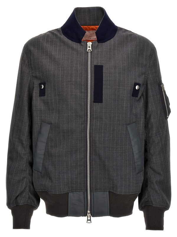 Pinstriped bomber jacket