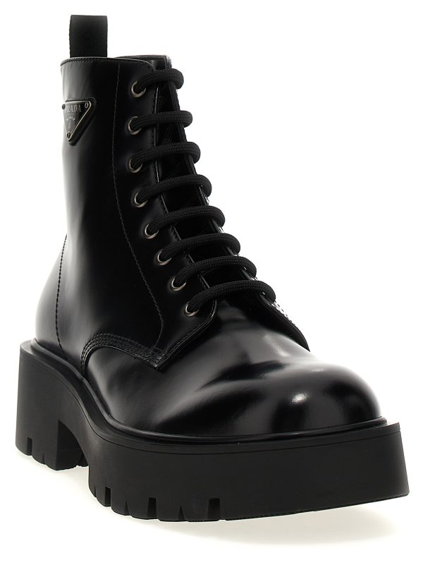 Logo brushed leather ankle boots - immagine 2