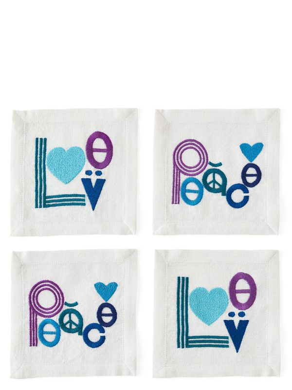 Set of 4 napkins 'Peace & Love'