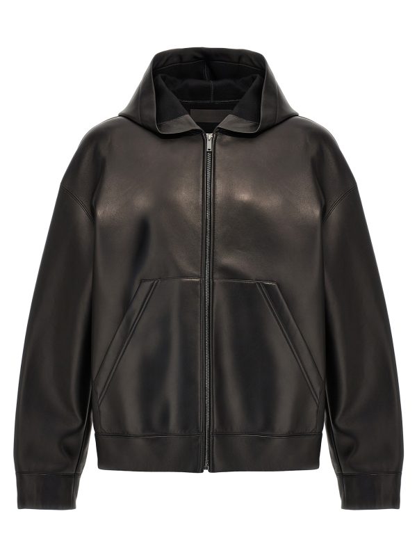 Valentino leather hooded jacket