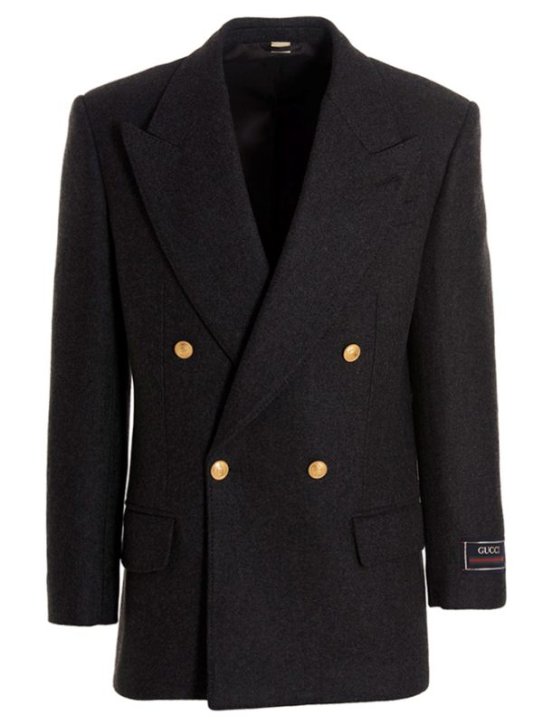 Cashmere wool double breast blazer jacket