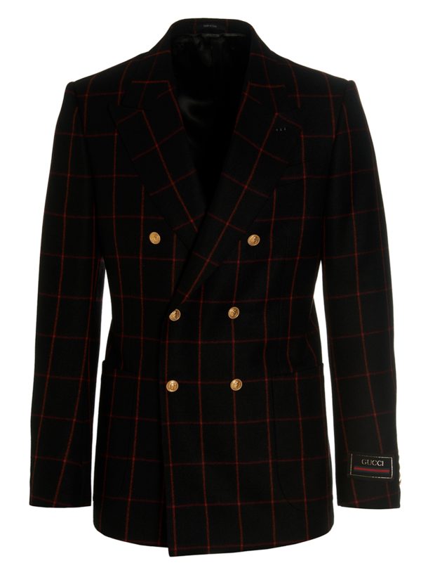 Double-breasted check blazer