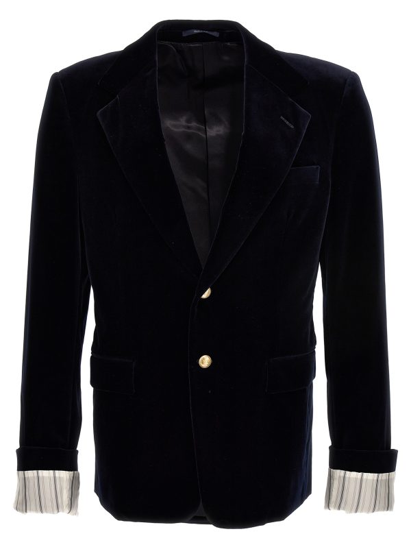 Turned-up velvet cuff blazer