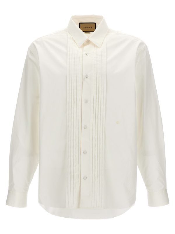 Pleated plastron shirt