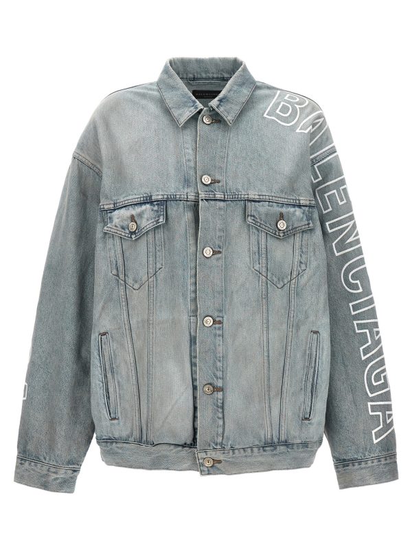 Logo embroidery denim jacket