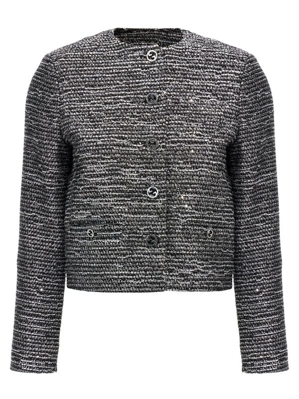 Lamé tweed short jacket