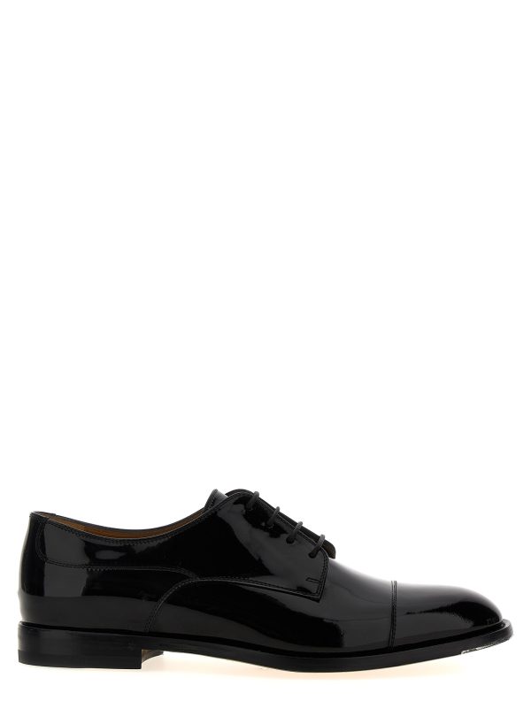 Patent leather lace-up shoes