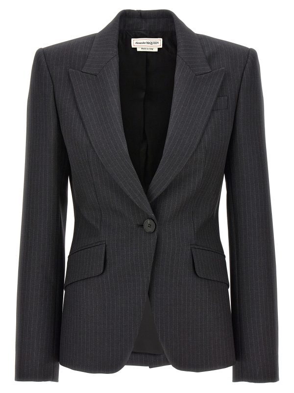 Single-breasted pinstripe blazer