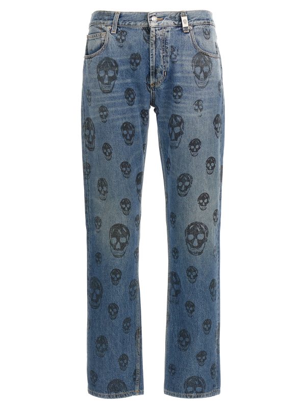 Skull print jeans