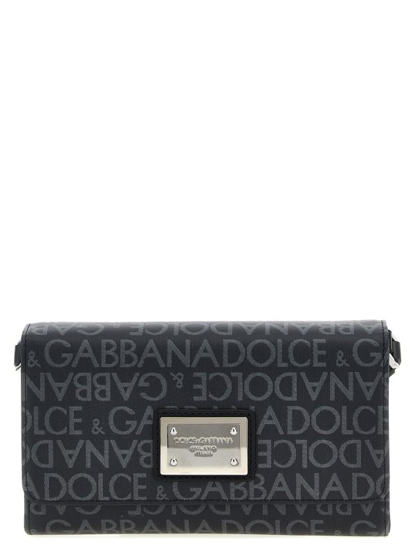 Coated jacquard crossbody bag