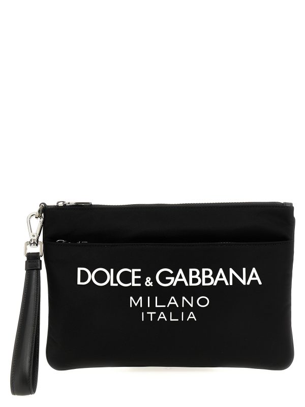 Logo print clutch bag