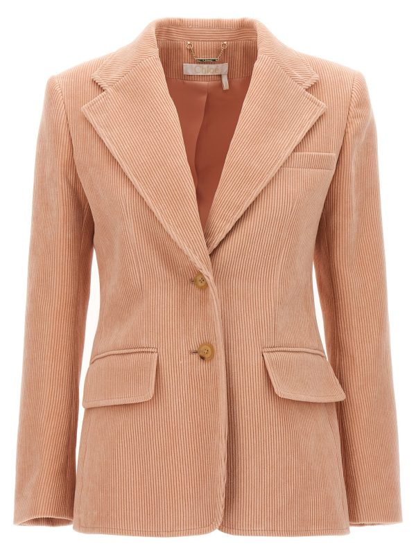 Ribbed single breast corduroy blazer