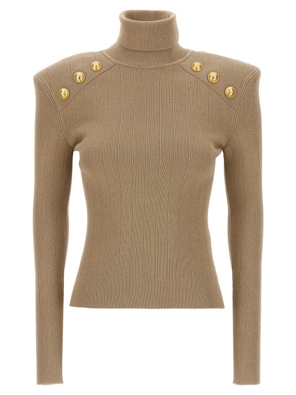 Ribbed button sweater