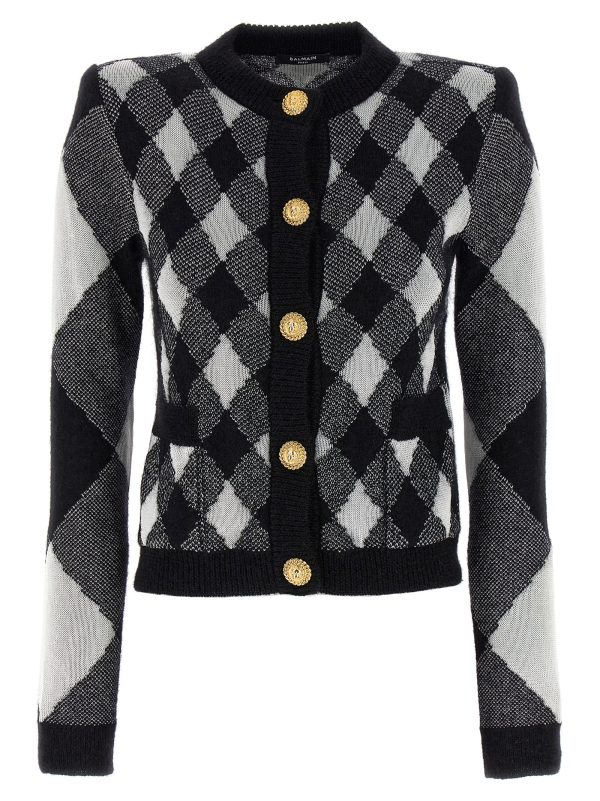 Vichy knit cardigan