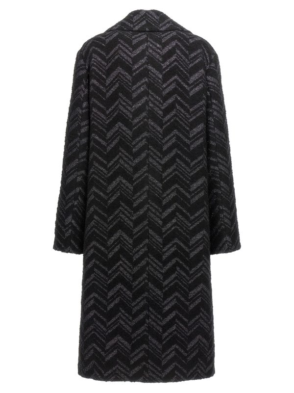 Single-breasted chevron lamé coat - immagine 2