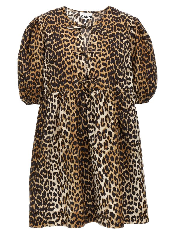 Leopard poplin dress