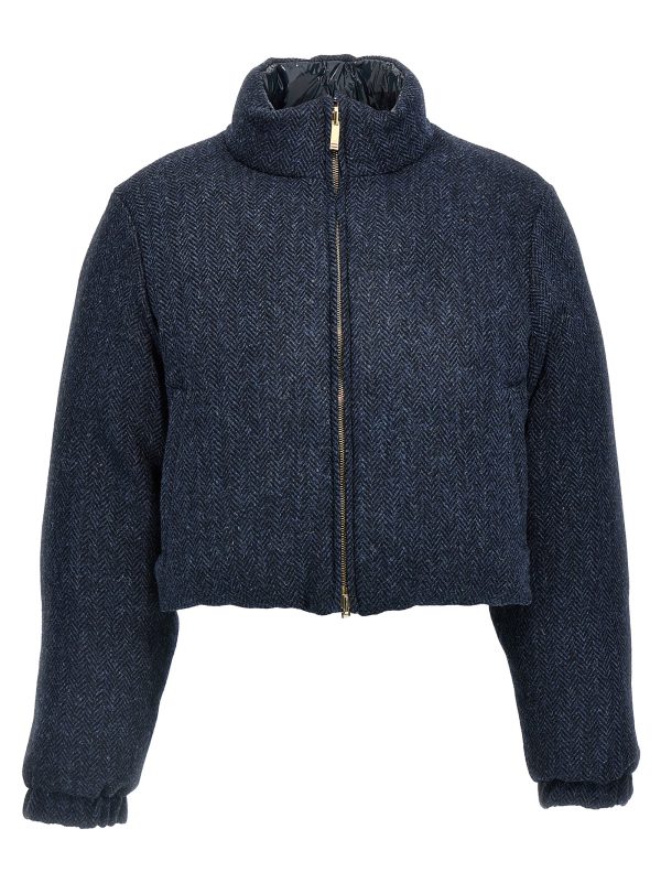 'Herringbone Harris Tweed' reversible down jacket