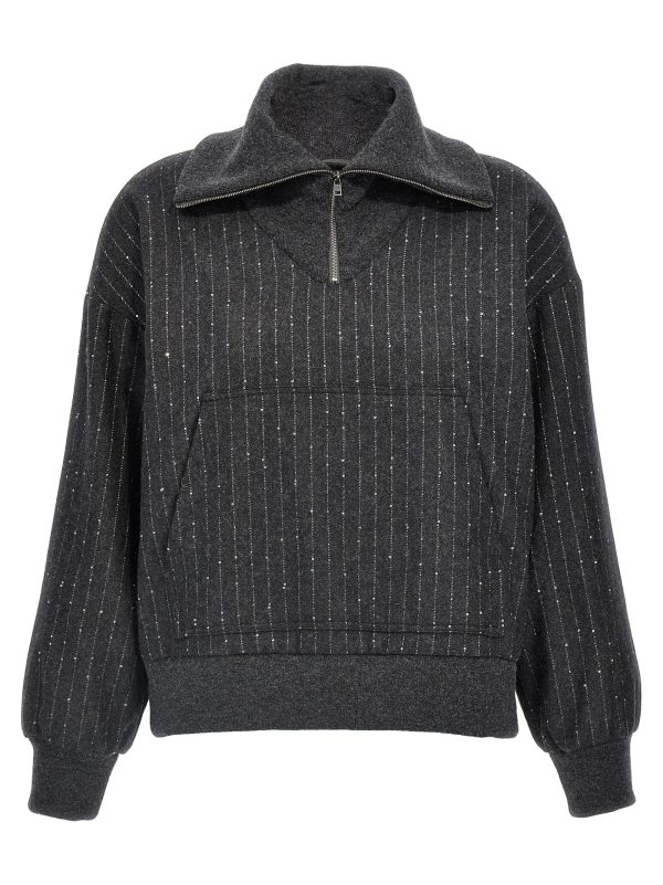 Sequin half-zip sweatshirt