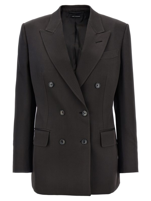 Twill double-breasted blazer