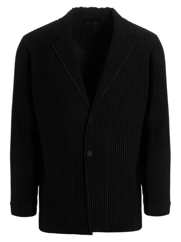 Single-breasted pleated blazer