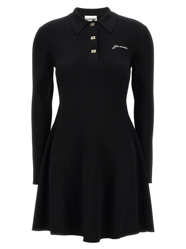 Logo embroidery ribbed dress