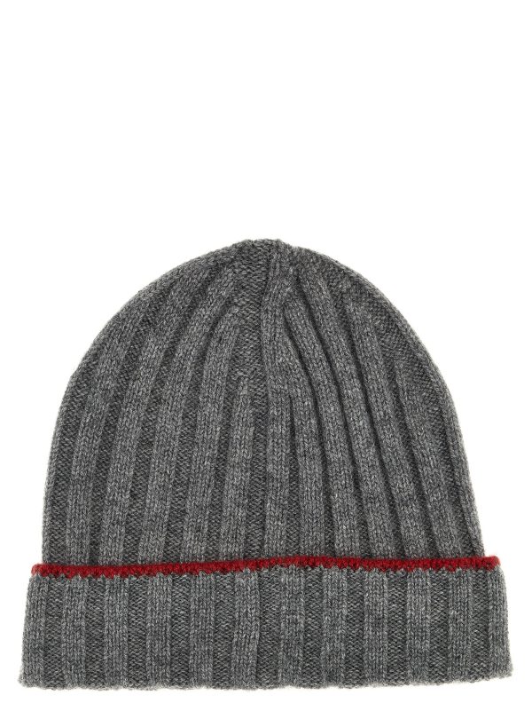 Contrast line beanie