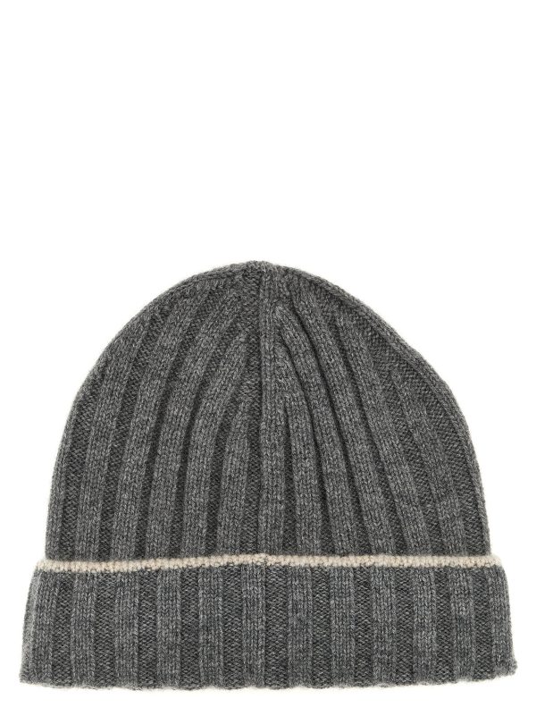 Contrast line beanie