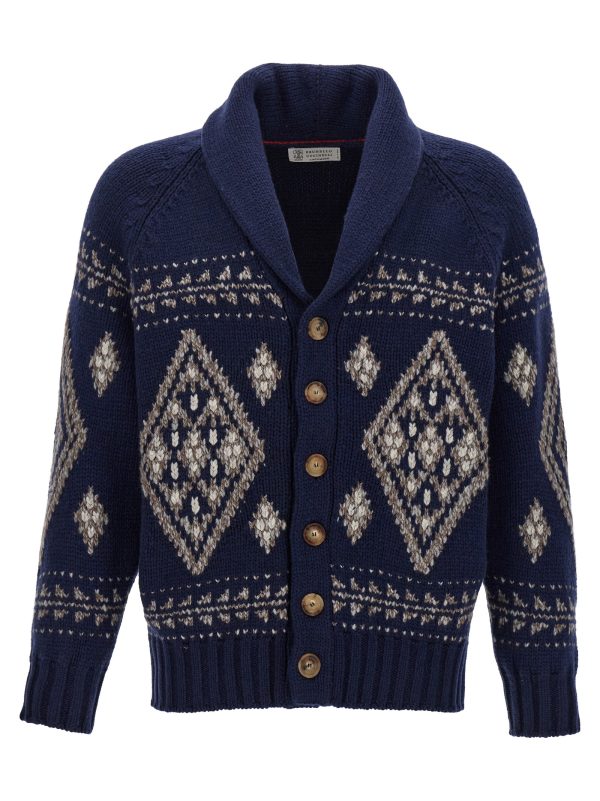 Jacquard cashmere cardigan