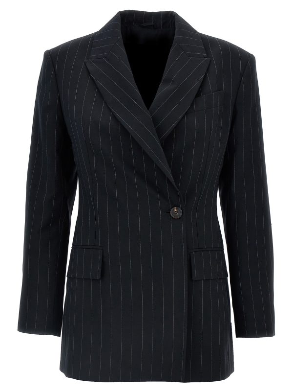 Pinstriped double-breasted blazer