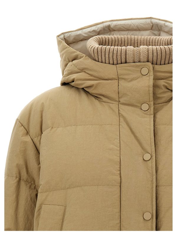 Hooded knit insert down jacket - immagine 3