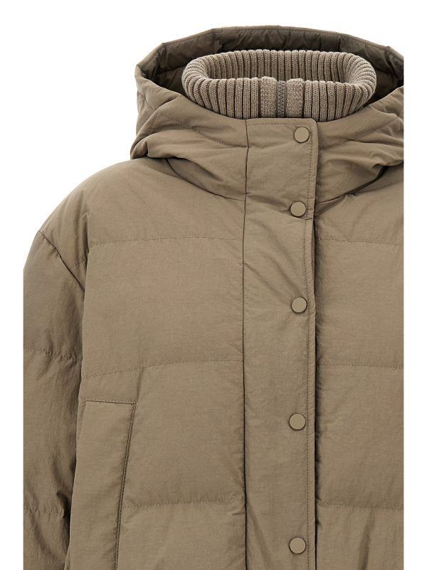 Hooded knit insert down jacket - immagine 3