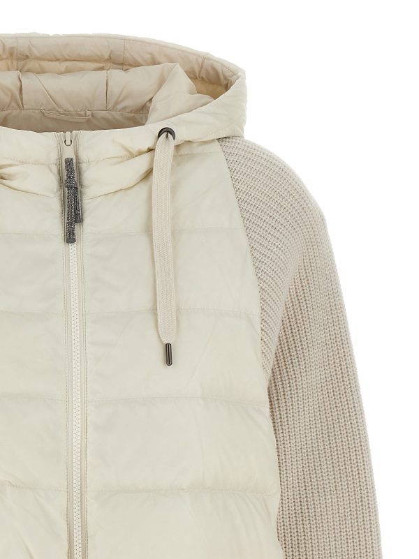 Hooded down jacket with 'Solomeo' inserts - immagine 3