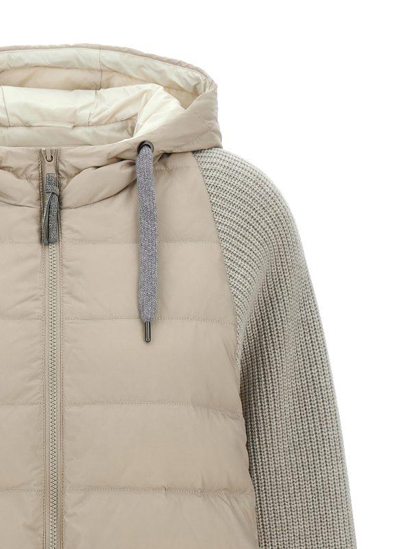 Hooded down jacket with 'Solomeo' inserts - immagine 3