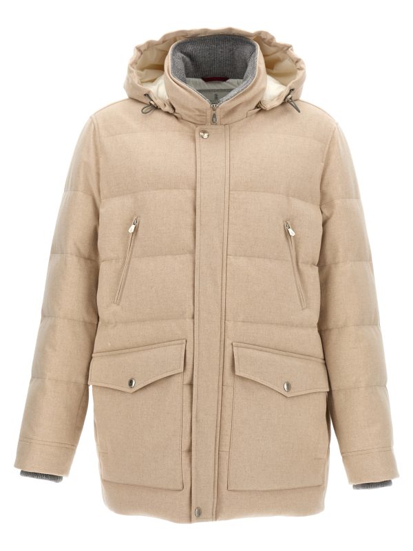 Long hooded down jacket