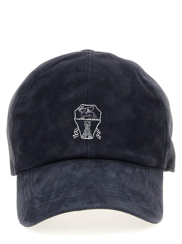 Suede cap with logo embroidery