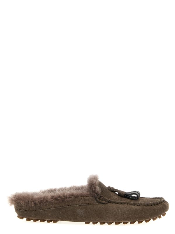 Suede fur loafers