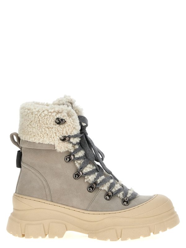 Shearling suede ankle boots