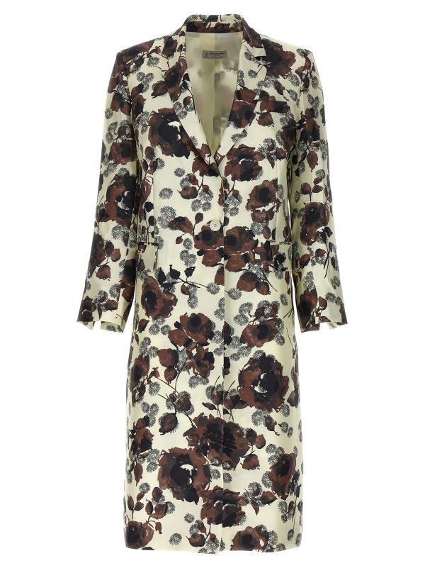 Floral print trench coat