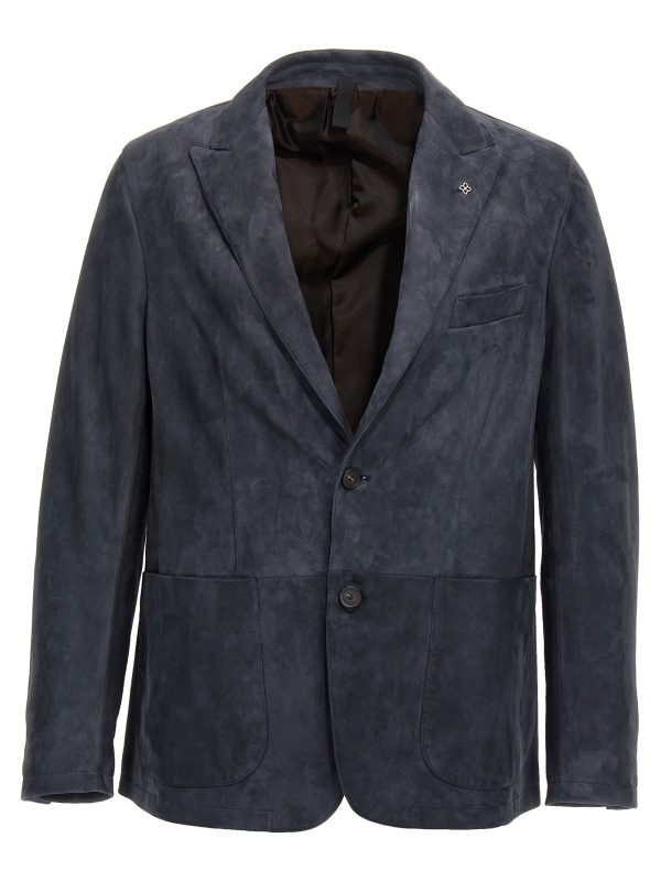 Single-breasted suede blazer