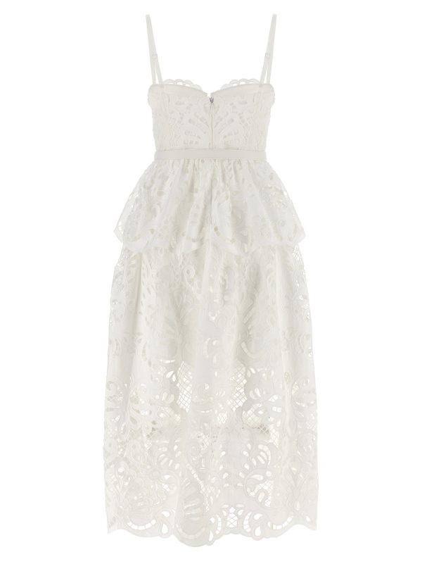 'White Cotton Lace Tiered Midi' dress - immagine 2