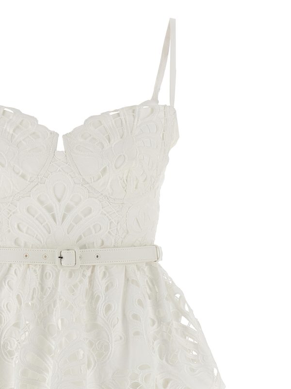 'White Cotton Lace Tiered Midi' dress - immagine 3